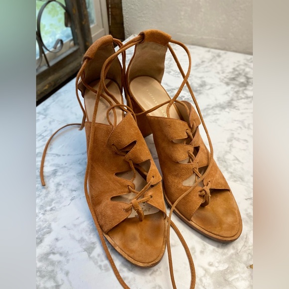 Loeffler Randall Tan Block heels Laced up Sandals Size 9.5 - Picture 9 of 11